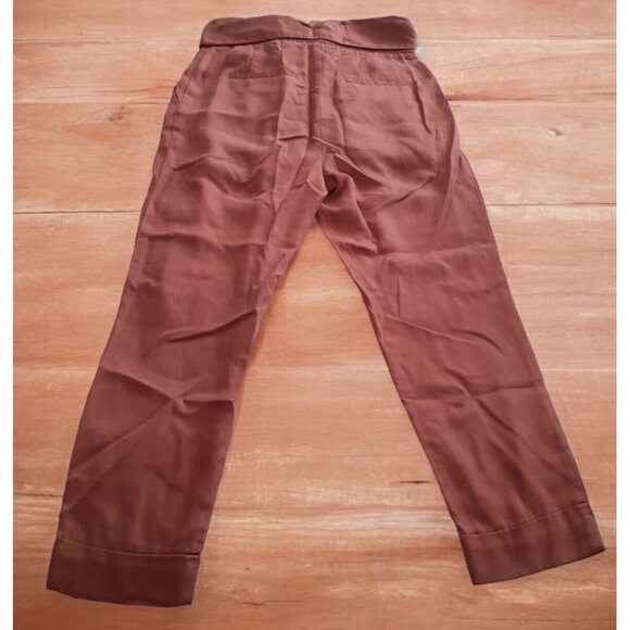 Cartonnier Anthropologie Cuff Pants Pleated Tie Front Rust High Waisted 6 - Picture 2 of 16